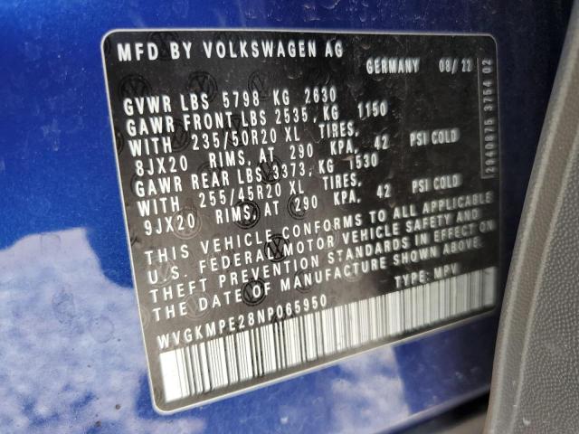 WVGKMPE28NP065950 - 2022 VOLKSWAGEN ID.4 PRO S 蓝色 照片 13