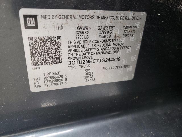 3GTU2NEC7JG244849 - 2018 GMC SIERRA K1500 SLT GRAY photo 12