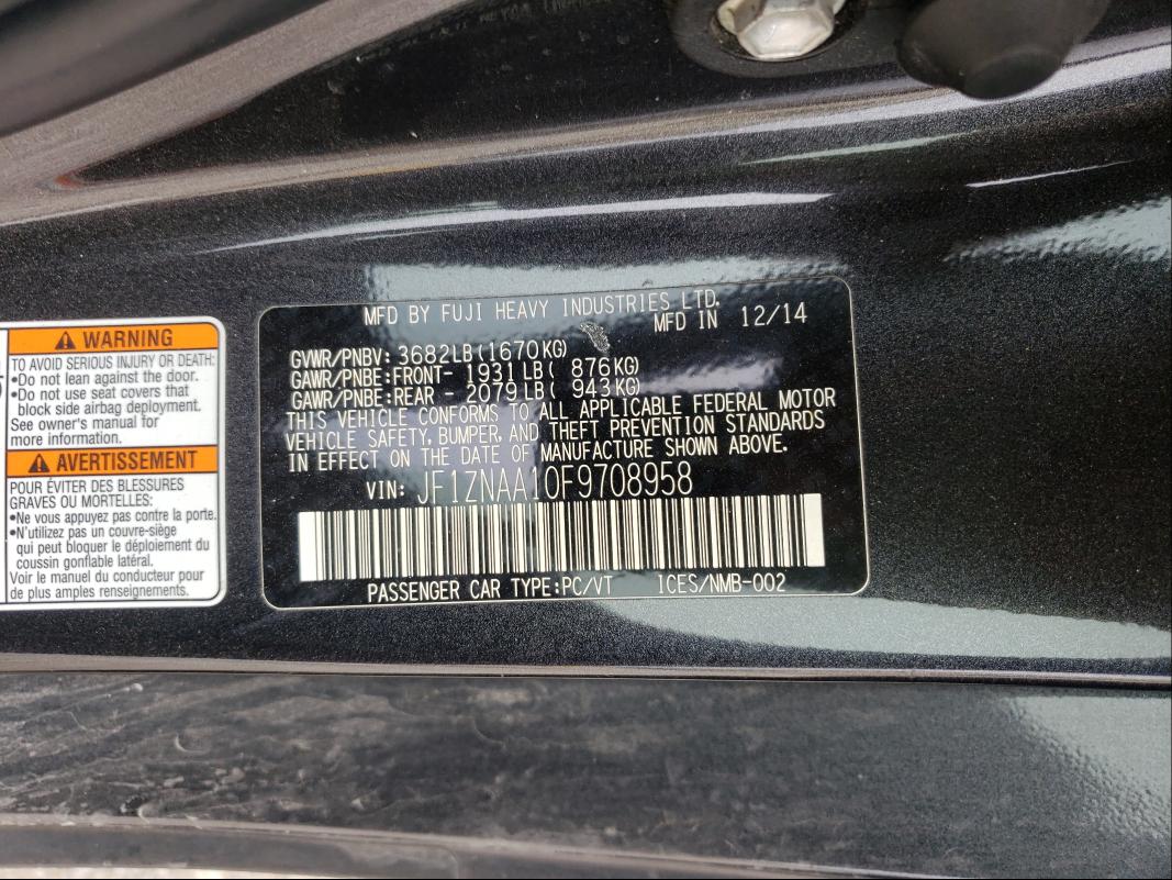 JF1ZNAA10F9708958 - 2015 TOYOTA SCION FR-S 黑色 照片 10