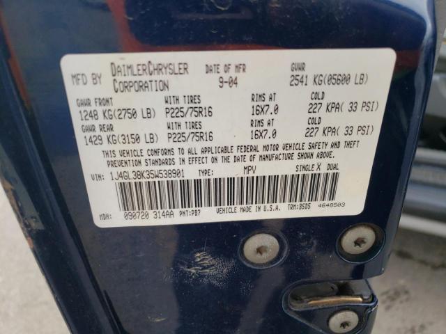 1J4GL38K35W538901 - 2005 JEEP LIBERTY RENEGADE 蓝色 照片 12