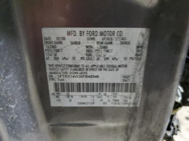 1FTRX14W38FB45548 - 2008 FORD F150 GRAY photo 12