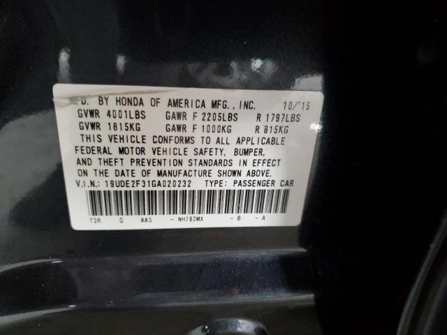 19UDE2F31GA020232 - 2016 ACURA ILX BASE WATCH PLUS BLACK photo 13