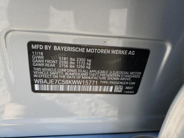 WBAJE7C58KWW15771 - 2019 BMW 540 XI SILVER photo 12