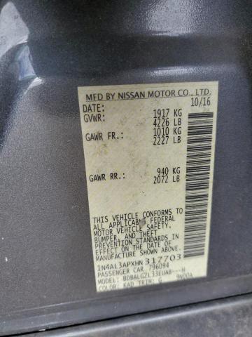 1N4AL3APXHN317703 - 2017 NISSAN ALTIMA 2.5 GRAY photo 12