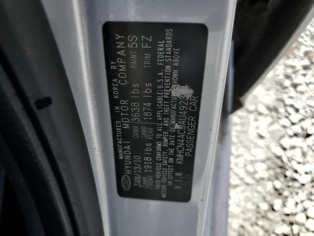 KMHCN4AC9AU492371 - 2010 HYUNDAI ACCENT GLS SILVER photo 12