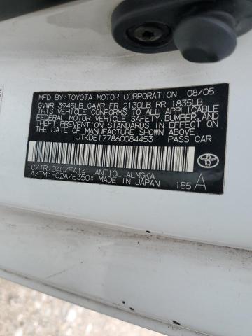 JTKDE177860084453 - 2006 TOYOTA SCION TC 白色 照片 12