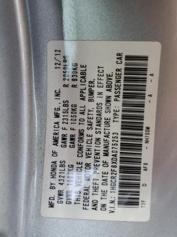 1HGCR2F8XDA075253 - 2013 HONDA ACCORD EXL SILVER photo 12