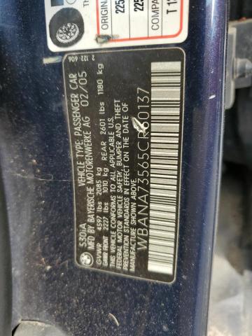 WBANA73565CR60137 - 2005 BMW 530 I BLUE photo 12