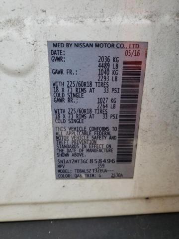 5N1AT2MT3GC858496 - 2016 NISSAN ROGUE S WHITE photo 14