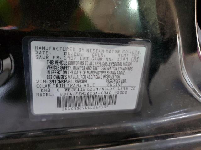 3N1CN8EV6LL869309 - 2020 NISSAN VERSA SV BLACK photo 12