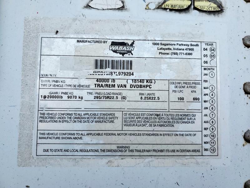 1JJV281W87L979204 - 2007 WABASH TRAILER WHITE photo 10