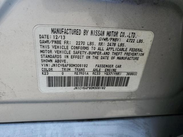 JN1CV6AP9DM306192 - 2013 INFINITI G37 BASE SILVER photo 13