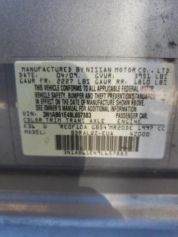 3N1AB61E49L657883 - 2009 NISSAN SENTRA 2.0 SILVER photo 12