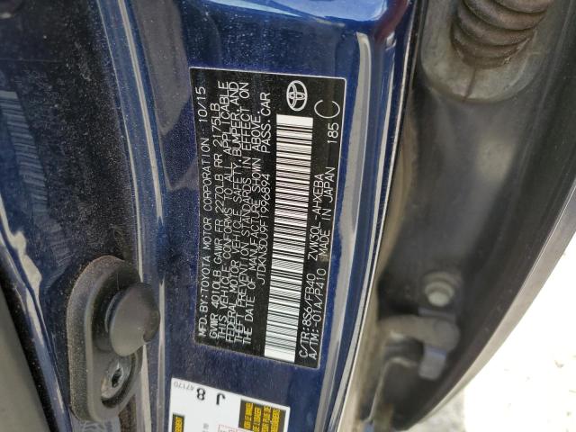 JTDKN3DU9F1996894 - 2015 TOYOTA PRIUS BLUE photo 12