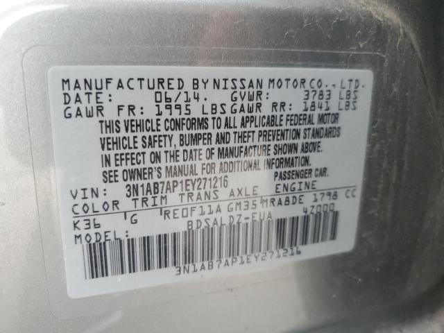 3N1AB7AP1EY271216 - 2014 NISSAN SENTRA S GRAY photo 12