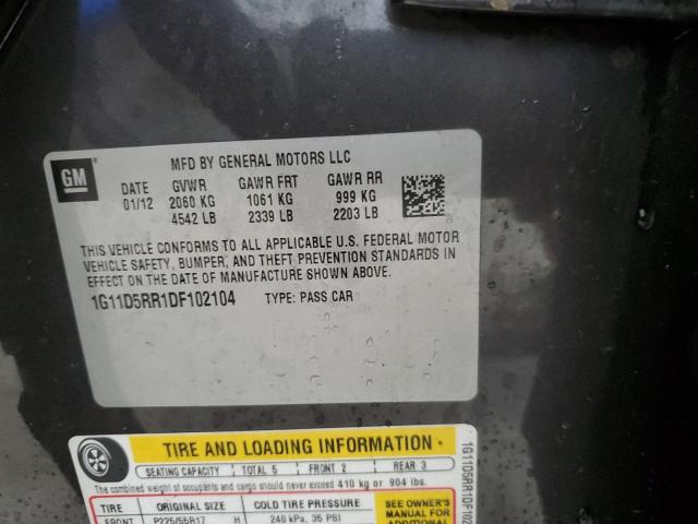 1G11D5RR1DF102104 - 2013 CHEVROLET MALIBU 1LT 灰色 照片 12