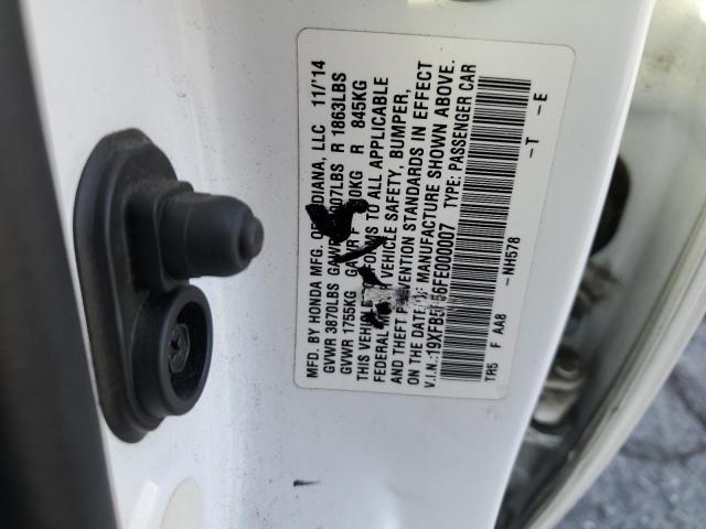 19XFB5F56FE000007 - 2015 HONDA CIVIC NATURAL GAS WHITE photo 12