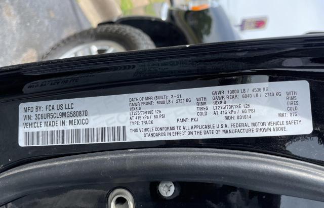 3C6UR5CL9MG580870 - 2021 RAM 2500 TRADESMAN Siyah fotoğraf 10