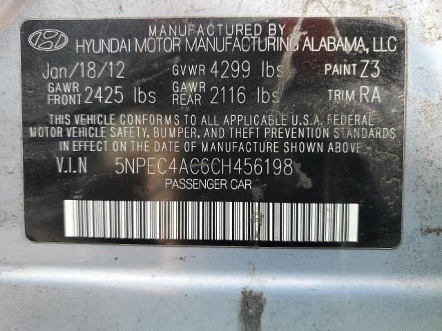 5NPEC4AC6CH456198 - 2012 HYUNDAI SONATA SE SILVER photo 14