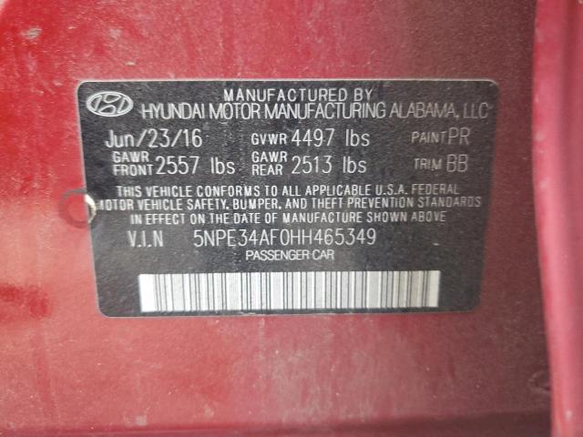 5NPE34AF0HH465349 - 2017 HYUNDAI SONATA SPORT MAROON photo 13