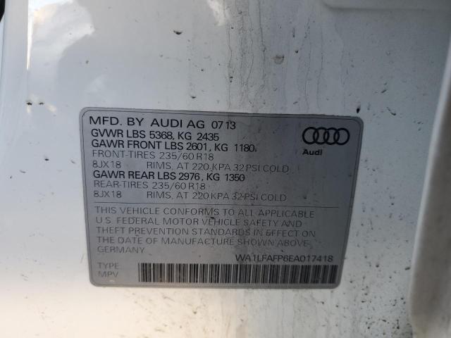 WA1LFAFP6EA017418 - 2014 AUDI Q5 PREMIUM PLUS WHITE photo 13