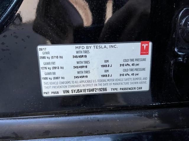 5YJSA1E15HF219286 - 2017 TESLA MODEL S BLACK photo 10