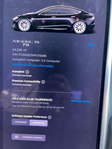 5YJSA1E15HF219286 - 2017 TESLA MODEL S BLACK photo 8