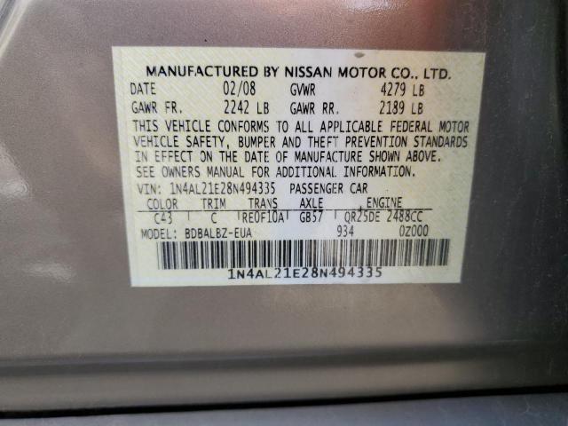 1N4AL21E28N494335 - 2008 NISSAN ALTIMA 2.5 TAN photo 13