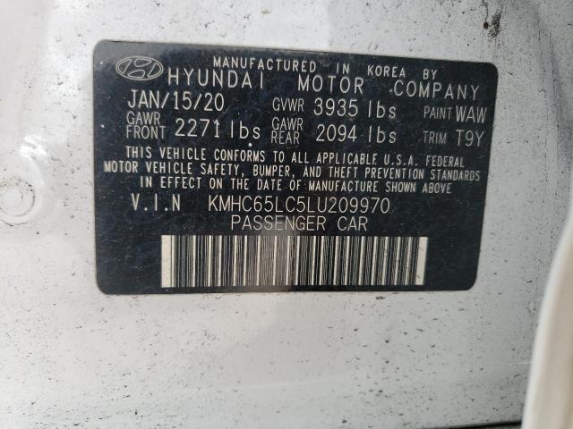 KMHC65LC5LU209970 - 2020 HYUNDAI IONIQ BLUE WHITE photo 13