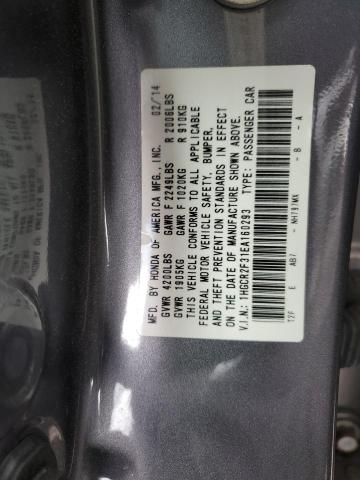 1HGCR2F31EA160293 - 2014 HONDA ACCORD LX GRAY photo 12