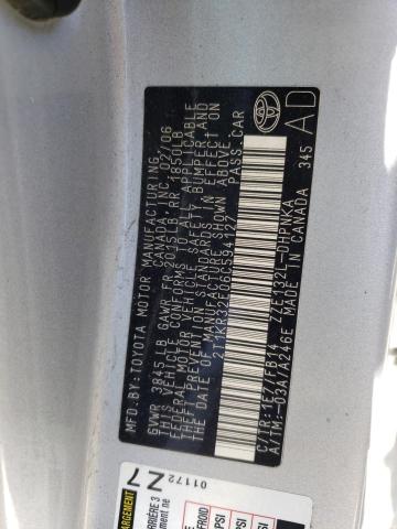 2T1KR32E06C594127 - 2006 TOYOTA COROLLA MA XR SILVER photo 12