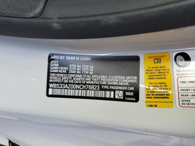 WBS33AZ00NCH76823 - 2022 BMW M4 COMPETITION GRAY photo 12