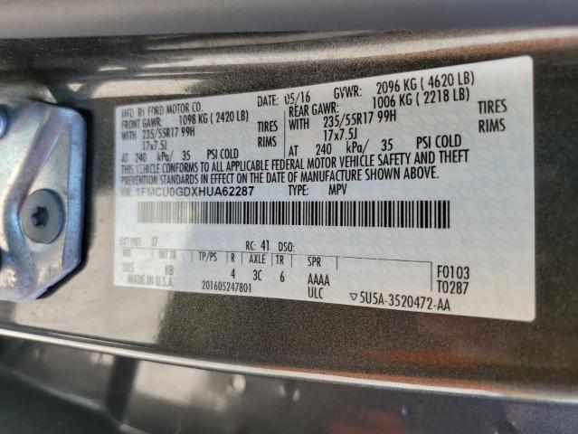 1FMCU0GDXHUA62287 - 2017 FORD ESCAPE SE CHARCOAL photo 13