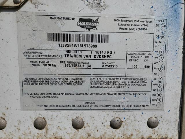 1JJV281W16L978989 - 2006 WABASH DRY VAN TRAILER WHITE photo 10