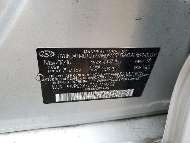 5NPE24AF8JH714702 - 2018 HYUNDAI SONATA SE SILVER photo 12