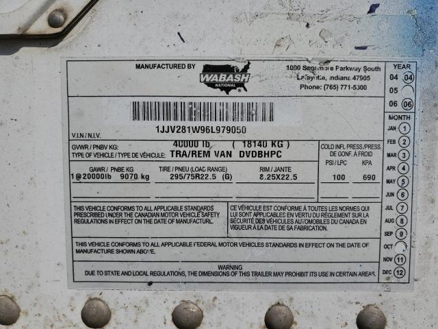 1JJV281W96L979050 - 2006 WABASH DRY VAN TRAILER WHITE photo 10