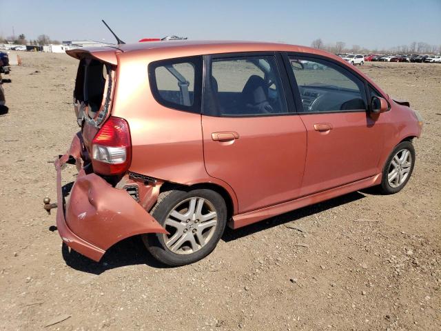 JHMGD38697S021066 - 2007 HONDA FIT S ORANGE photo 3