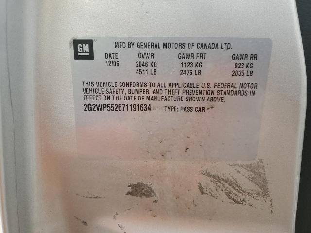 2G2WP552671191634 - 2007 PONTIAC GRAND PRIX 银色 照片 12
