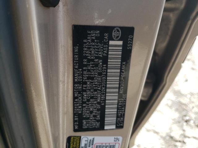 4T1BE32K35U976294 - 2005 TOYOTA CAMRY LE TAN photo 12