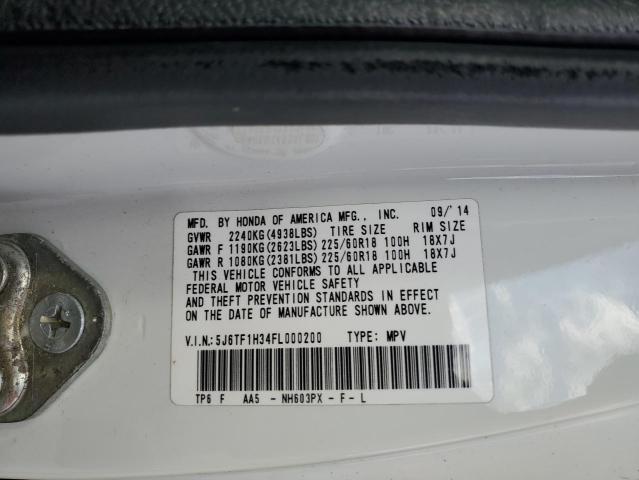 5J6TF1H34FL000200 - 2015 HONDA CROSSTOUR EX WHITE photo 12