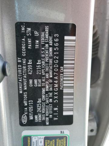 5XXGM4A70DG215663 - 2013 KIA OPTIMA LX SILVER photo 12