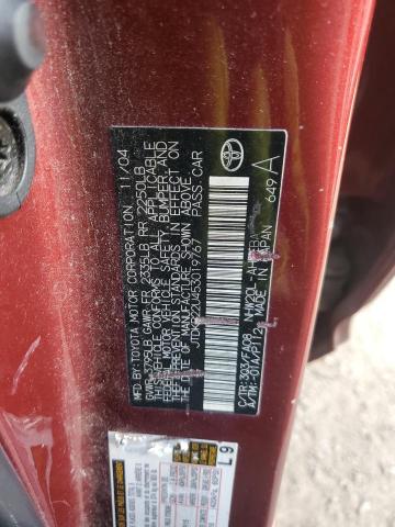 JTDKB22U453019767 - 2005 TOYOTA PRIUS RED photo 12