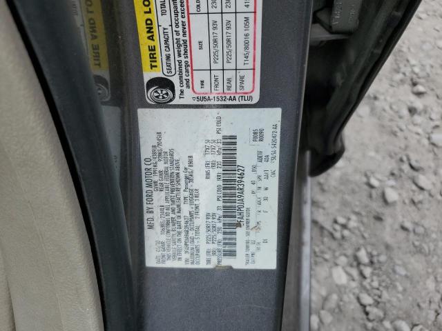 3FAHP0JA9AR394627 - 2010 FORD FUSION SEL GRAY photo 12