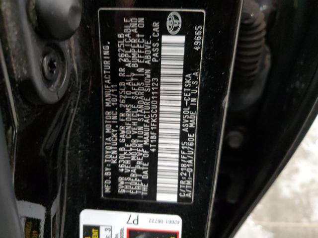 4T1BF1FK5CU011123 - 2012 TOYOTA CAMRY BASE BLACK photo 12