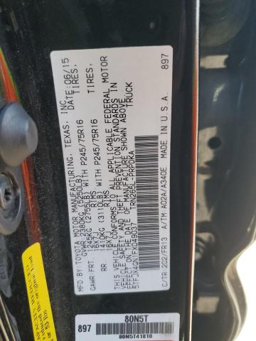 5TFJX4GN1FX049037 - 2015 TOYOTA TACOMA DOUBLE CAB PRERUNNER BLACK photo 12