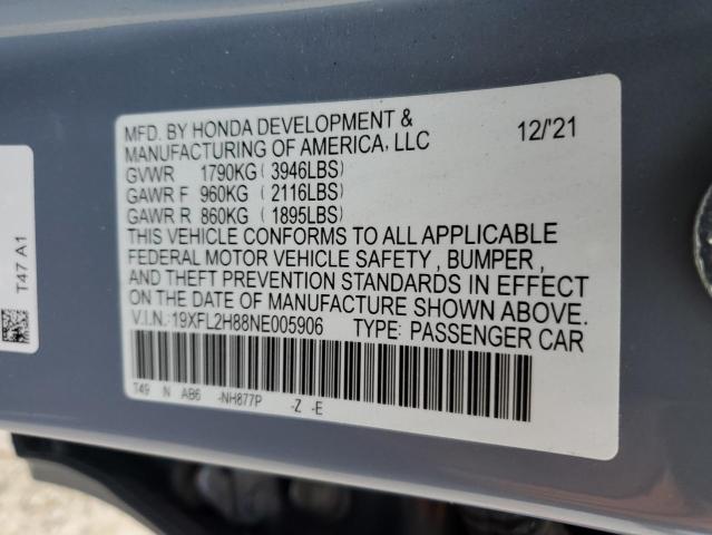 19XFL2H88NE005906 - 2022 HONDA CIVIC SPORT 灰色 照片 13