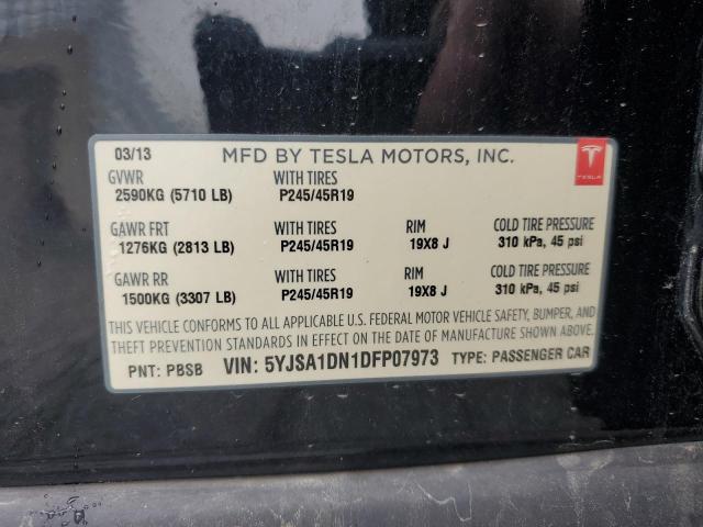 5YJSA1DN1DFP07973 - 2013 TESLA MODEL S BLACK photo 12
