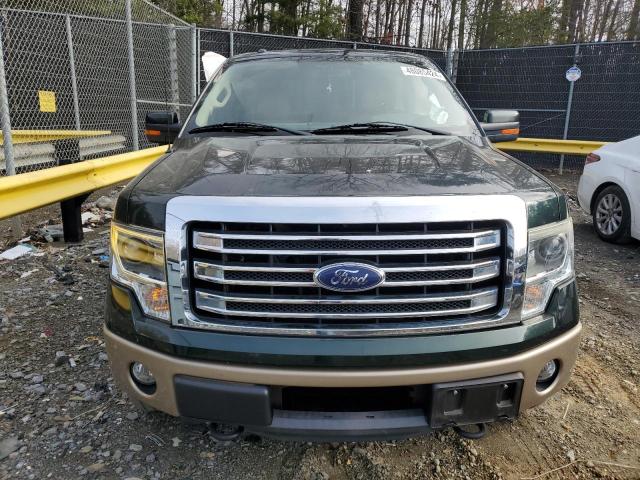 1FTFW1ET0DFC10425 - 2013 FORD F150 SUPERCREW GREEN photo 5