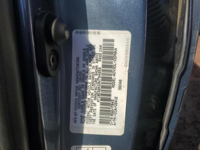4T1BE32K03U754955 - 2003 TOYOTA CAMRY LE BLUE photo 12