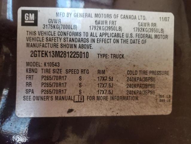 2GTEK13M281225010 - 2008 GMC SIERRA K1500 PURPLE photo 12